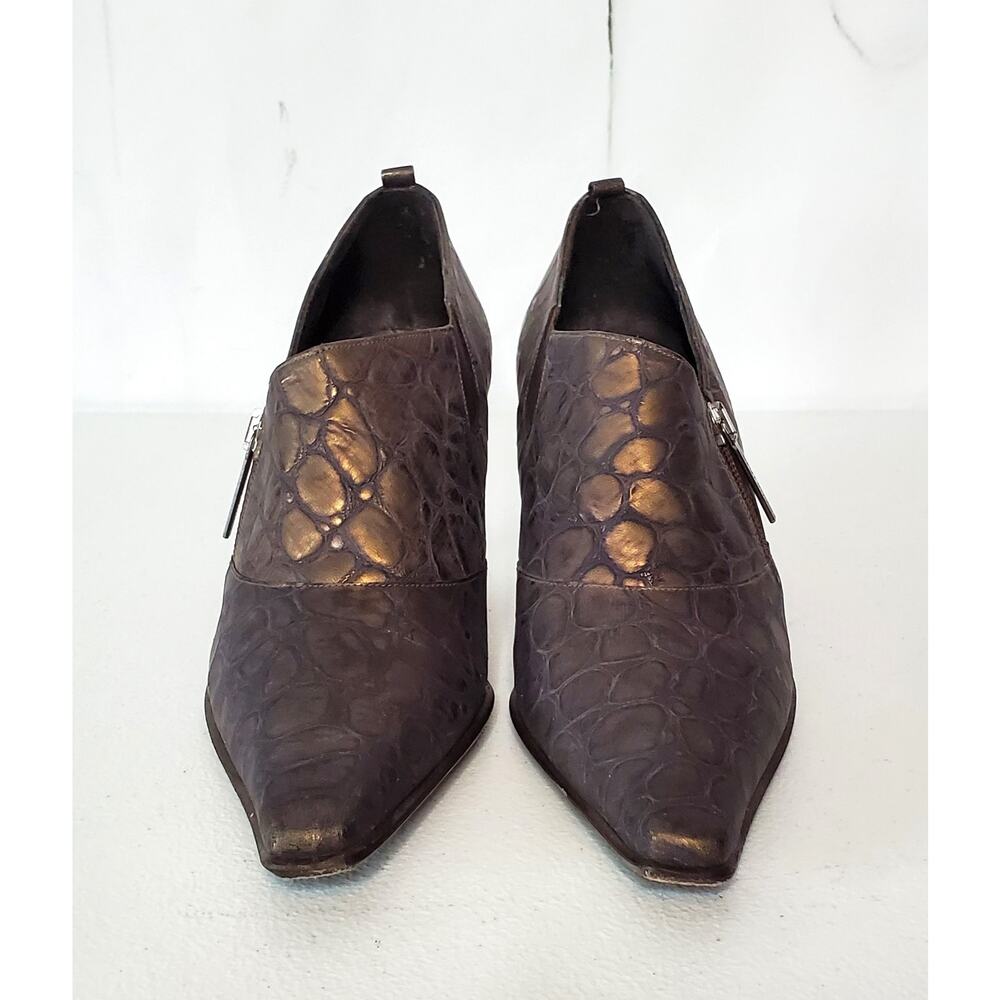 Donald J Pliner Lexi Crocodile Embossed Leather Zip Booties - Picture 3 of 10